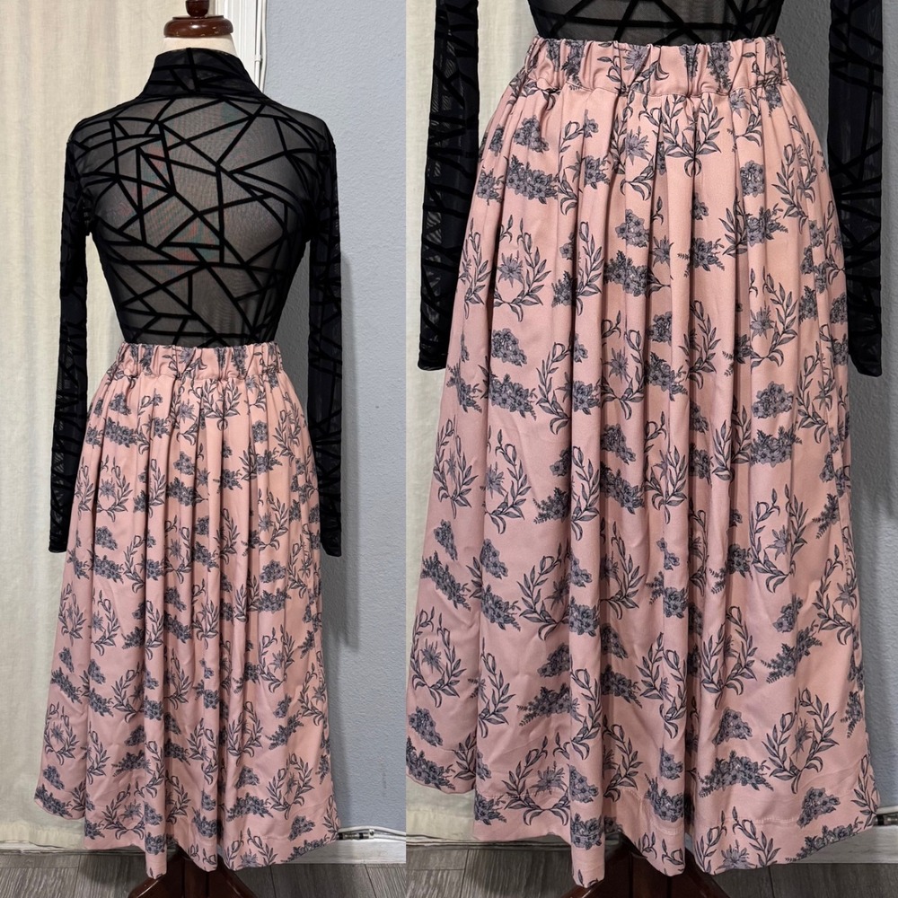 CarLucci Kids Girls Blush Floral Print‎ Elastic Waist Midi Skirt Size XL Peasant
